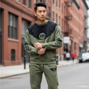 Righteous Rule French Terry Sweatsuit green and black
